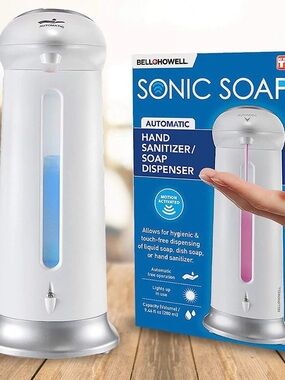 White Automatic Sonic Soap Hand Sanitizer & Soap Dispenser